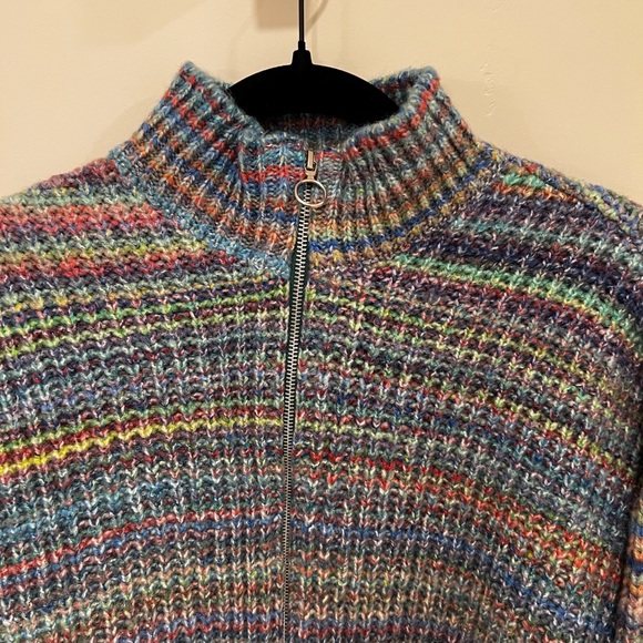 TOPSHOP knitted multi color zip up sweater cardigan size medium - Picture 7 of 9